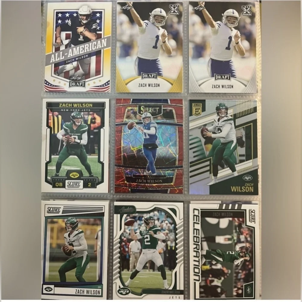 🏈 Zack Wilson NFL Football Card Collection, Set of 9